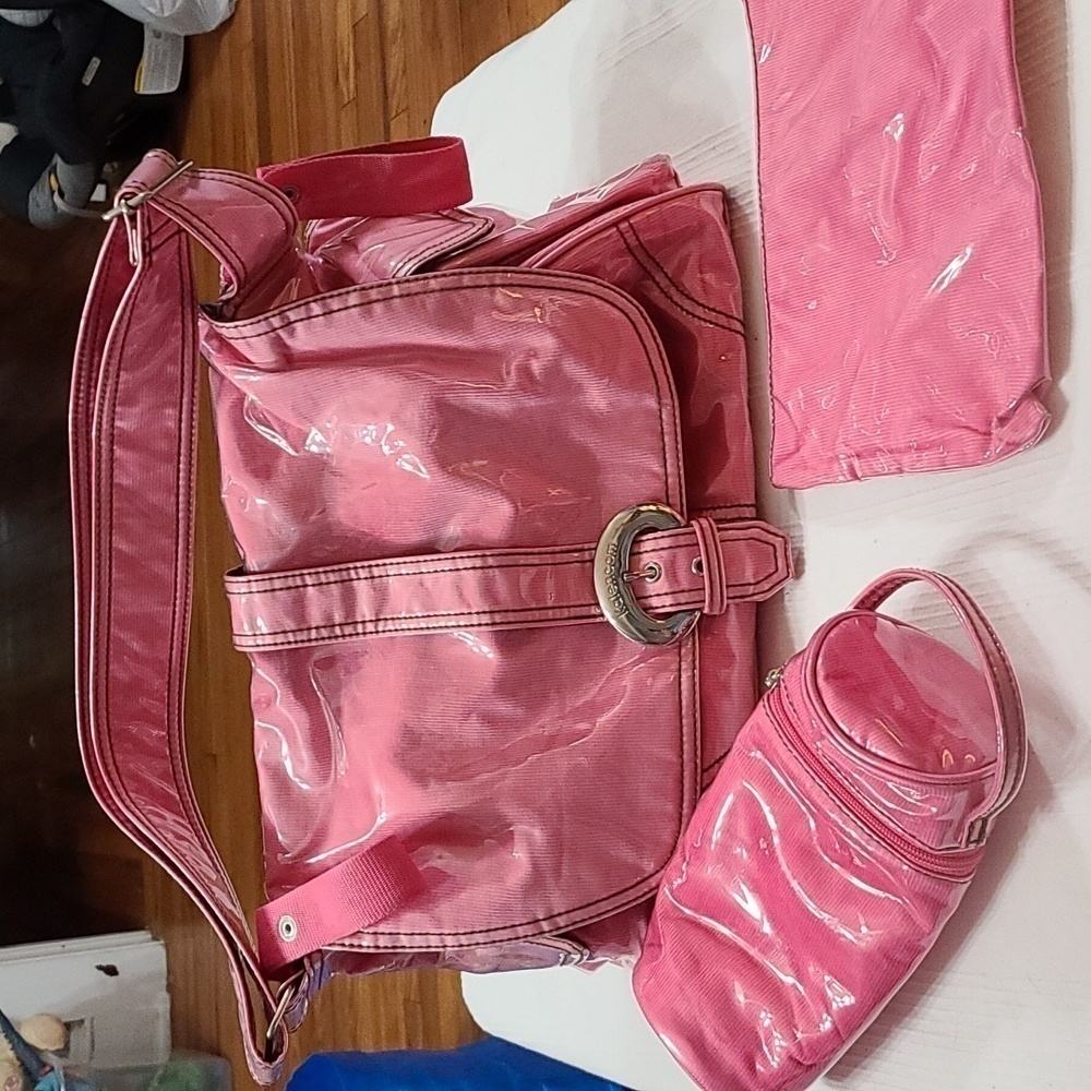 Kalencom New Orleans Oversized Diaper/Travel Bag Thinsulate Case & Zip Pouch EUC
